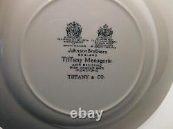 Tiffany & Co Ironstone Menagerie Plates Johnson Brothers England Set of 4 Blue