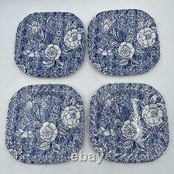 Tiffany & Co. Johnson Brothers Plates England Blue Floral Rose 7.5 Set Of 4