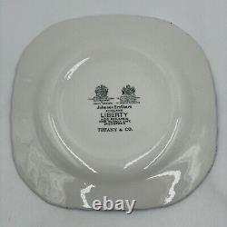 Tiffany & Co. Johnson Brothers Plates England Blue Floral Rose 7.5 Set Of 4