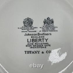 Tiffany & Co. Johnson Brothers Plates England Blue Floral Rose 7.5 Set Of 4