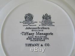 Tiffany & Co. MENAGERIE Blue & White 8 Plates Johnson Brothers England Set 4