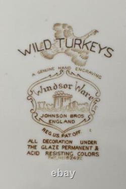 Twelve Vintage Windsor Ware Wild Turkeys Dinner Plates Johnson Brothers England