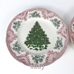 Two JOHNSON BROS OLD BRITAIN CASTLES Christmas Tree Dinner Plates
