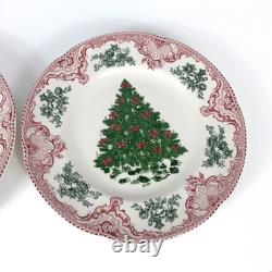 Two JOHNSON BROS OLD BRITAIN CASTLES Christmas Tree Dinner Plates