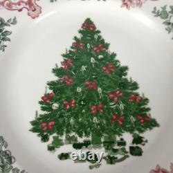 Two JOHNSON BROS OLD BRITAIN CASTLES Christmas Tree Dinner Plates