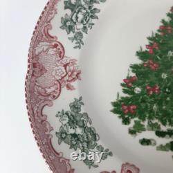 Two JOHNSON BROS OLD BRITAIN CASTLES Christmas Tree Dinner Plates