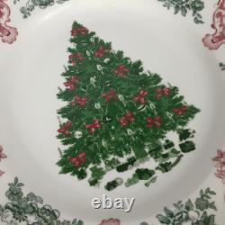 Two JOHNSON BROS OLD BRITAIN CASTLES Christmas Tree Dinner Plates