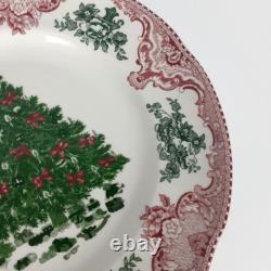 Two JOHNSON BROS OLD BRITAIN CASTLES Christmas Tree Dinner Plates