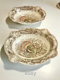 Two Johnson Brothers Serving Bowls, Wild Turkeys Native American 9 Oval