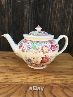 VERY RARE WINCHESTER PINK (ROPE EDGE) TEA POT with LID BY JOHNSON BROS, ENGLAND