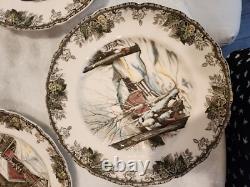 VINTAGE 1950s SET OF 16 JOHNSON BROS FAMILY VILLAGE DINNER PLATES (1 REPAIRED)