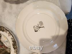 VINTAGE 1950s SET OF 16 JOHNSON BROS FAMILY VILLAGE DINNER PLATES (1 REPAIRED)