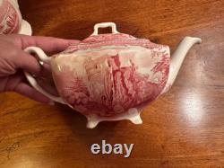 VINTAGE JOHNSON BROS. ENGLAND 1792. Old Britain Castles Pink TRANSFER TEA Pot 4 VINTAGE JOHNSON BROS. ENGLAND 1792. Old Britain Castles Pink TRANSFER TEA Pot 4
