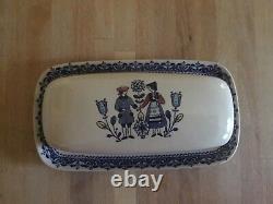 VINTAGE Johnson Bros Hearts and Flowers Pattern Covered Butter Dish Old Granite