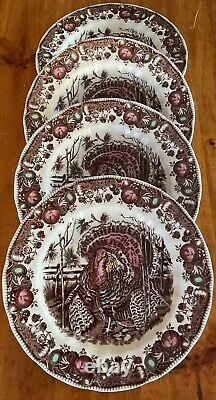 VINTAGE Johnson Bros His Majesty 4 DINNER PLATES England Turkey Thanksgiving EUC