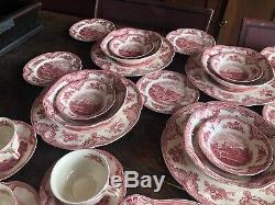 VINTAGE Johnson Brothers England Old Britain Castles Pink 8-6pc Settings ++MINT