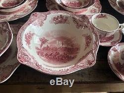 VINTAGE Johnson Brothers England Old Britain Castles Pink 8-6pc Settings ++MINT