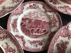 VINTAGE Johnson Brothers England Old Britain Castles Pink 8-6pc Settings ++MINT