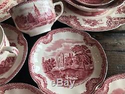 VINTAGE Johnson Brothers England Old Britain Castles Pink 8-6pc Settings ++MINT