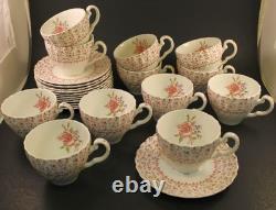 VTG 24 Pcs. Johnson Bros. Rose Bouquet Made In England Cups & Saucers 12 Sets