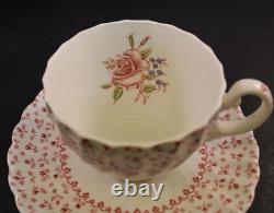 VTG 24 Pcs. Johnson Bros. Rose Bouquet Made In England Cups & Saucers 12 Sets