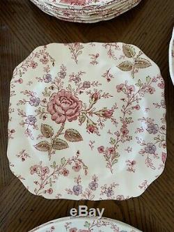 VTG 43 Piece Johnson Bros Rose Chintz All WithGreen Marks