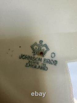 VTG 50s JOHNSON BROS. WILDFLOWER & BUTTERFLY DINNER PLACE-SET FOR 4 + EXTRA PC