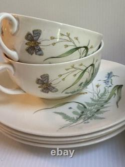 VTG 50s JOHNSON BROS. WILDFLOWER & BUTTERFLY DINNER PLACE-SET FOR 4 + EXTRA PC