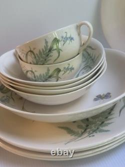 VTG 50s JOHNSON BROS. WILDFLOWER & BUTTERFLY DINNER PLACE-SET FOR 4 + EXTRA PC