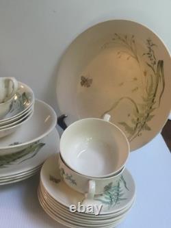 VTG 50s JOHNSON BROS. WILDFLOWER & BUTTERFLY DINNER PLACE-SET FOR 4 + EXTRA PC