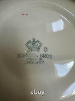 VTG 50s JOHNSON BROS. WILDFLOWER & BUTTERFLY DINNER PLACE-SET FOR 4 + EXTRA PC