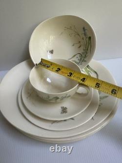 VTG 50s JOHNSON BROS. WILDFLOWER & BUTTERFLY DINNER PLACE-SET FOR 4 + EXTRA PC
