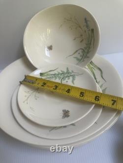 VTG 50s JOHNSON BROS. WILDFLOWER & BUTTERFLY DINNER PLACE-SET FOR 4 + EXTRA PC