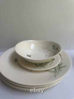VTG 50s JOHNSON BROS. WILDFLOWER & BUTTERFLY DINNER PLACE-SET FOR 4 + EXTRA PC