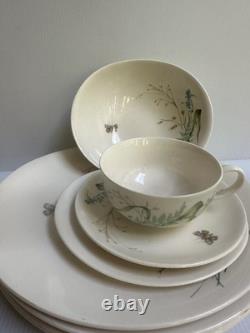 VTG 50s JOHNSON BROS. WILDFLOWER & BUTTERFLY DINNER PLACE-SET FOR 4 + EXTRA PC