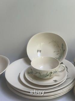 VTG 50s JOHNSON BROS. WILDFLOWER & BUTTERFLY DINNER PLACE-SET FOR 4 + EXTRA PC