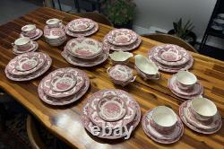 VTG 55pcs Johnson Brothers Old Britain Castles Pink 6 Place Settings, England