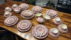 VTG 55pcs Johnson Brothers Old Britain Castles Pink 6 Place Settings, England