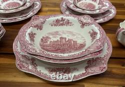 VTG 55pcs Johnson Brothers Old Britain Castles Pink 6 Place Settings, England