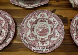 VTG 55pcs Johnson Brothers Old Britain Castles Pink 6 Place Settings, England