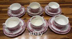 VTG 55pcs Johnson Brothers Old Britain Castles Pink 6 Place Settings, England