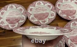 VTG 55pcs Johnson Brothers Old Britain Castles Pink 6 Place Settings, England