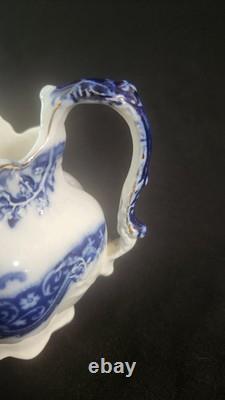 VTG 6 Johnson Bros England Pitcher White Blue with Gold Trim