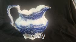 VTG 6 Johnson Bros England Pitcher White Blue with Gold Trim
