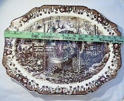 VTG JOHNSON BROS, His Majesty, Scalloped Oval Thanksgiving Turkey Platter, 20.25