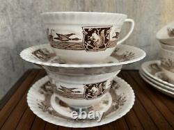 VTG JOHNSON Brothers Barnyard King Turkey Coffee/Tea Cup and Saucer 8 Sets Mint
