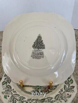 VTG Johnson Bros Made in England Merry Christmas Square Snack Plate, Set of 4