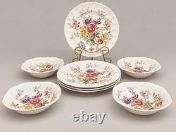 VTG Johnson Bros Sheraton England Ironstone 8Pc Dinner Plates &Square Soup Bowls