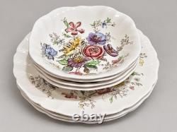 VTG Johnson Bros Sheraton England Ironstone 8Pc Dinner Plates &Square Soup Bowls