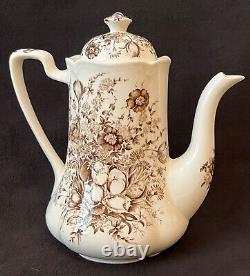 VTG Johnson Brothers Coffee Pot withLid Windsor Ware Dover Brown Flowers England